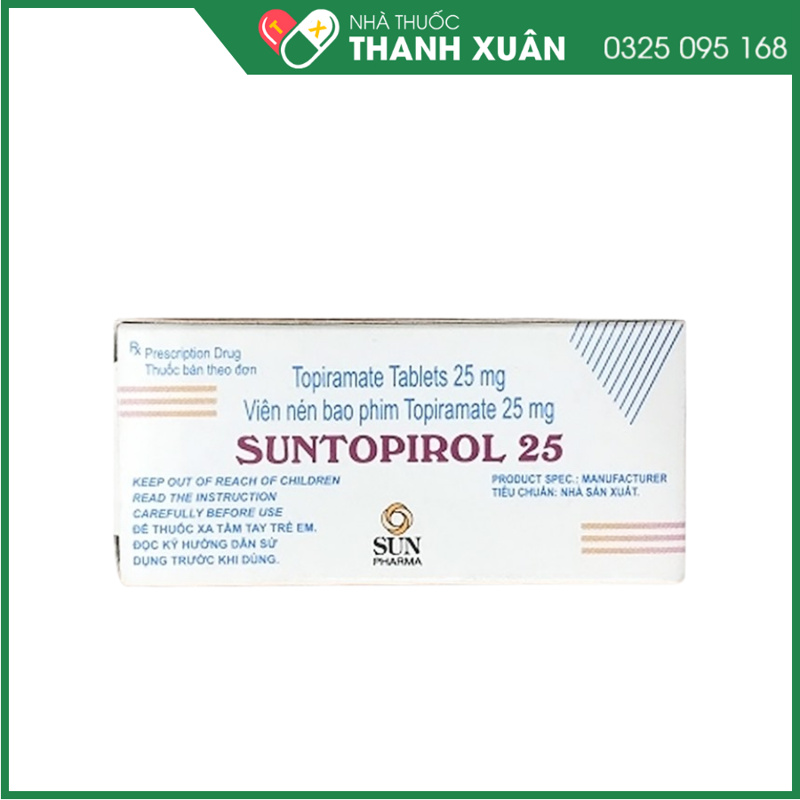Suntopirol 25 điều trị bệnh động kinh, đau nửa đầu